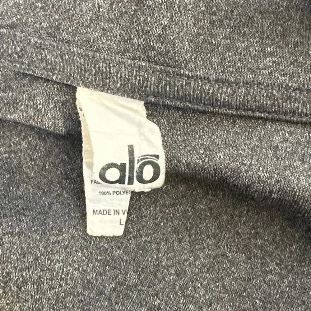Alo Yoga Jacket Womens Large Full Zip‎ Gray DoTerra Patch Run Sports